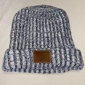 Love Your Melon Blue and White Cuffed Speckled Beanie. One size fits all.